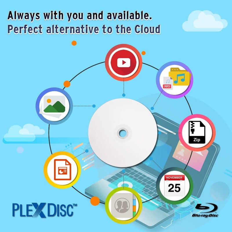 PlexDisc Water Resistant Glossy White Inkjet Printable BD-R 6x 25GB Blu-ray, 25 Disc Spindle - Image 4